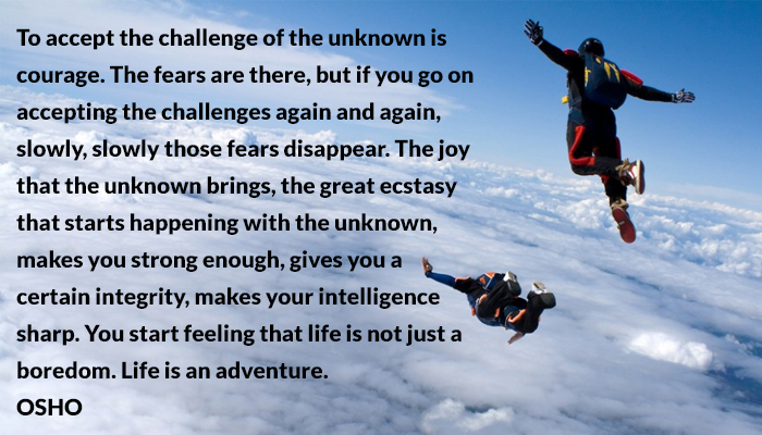 To accept the challenge of the unknown is courage.