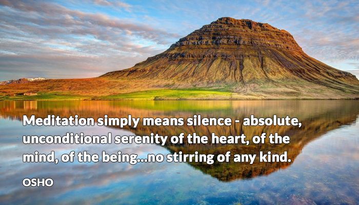 Meditation simply means silence – absolute, unconditional serenity of the heart, of the mind, of the being…no stirring of any kind.